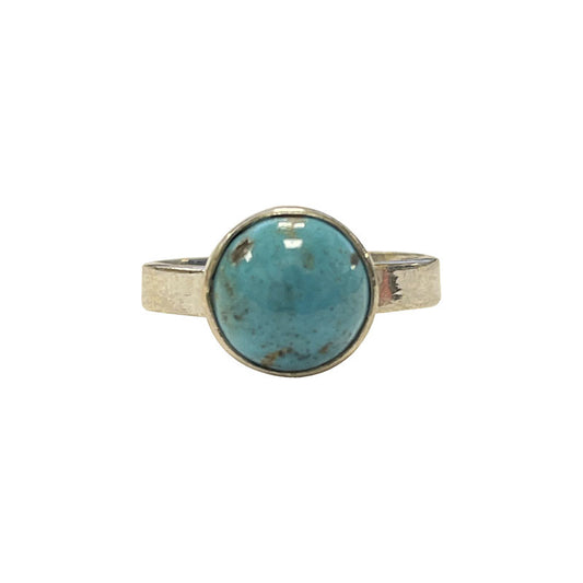 Bague en turquoise, non teintée, cabochon sertis sur anneau en Argent ! Taille disponible de 52, 54 et 56 Fr.