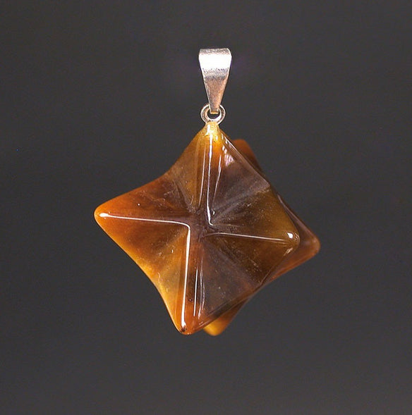 Mercabah/ Merkabah (étoile à 8 branche sur Argent, 15 x 15 millimètres. Pierres au choix : Améthyste, Oeil de tigre, Cristal de roche. Vendu avec un cordon réglable noir !