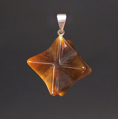 Mercabah/ Merkabah (étoile à 8 branche sur Argent, 15 x 15 millimètres. Pierres au choix : Améthyste, Oeil de tigre, Cristal de roche. Vendu avec un cordon réglable noir !