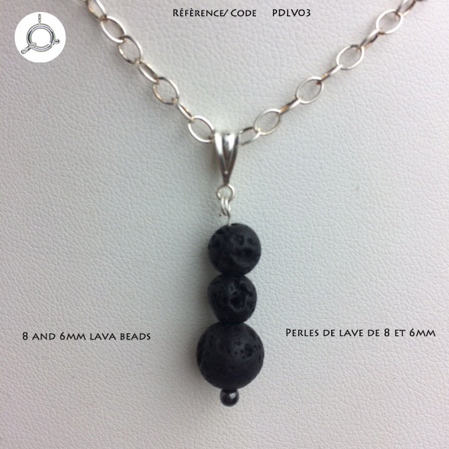 Pierre de lave, pendentif à la fois esthétique et fonctionnel utilisé pour la diffusion d’huiles essentielles grâce aux propriétés naturelles de la lave !