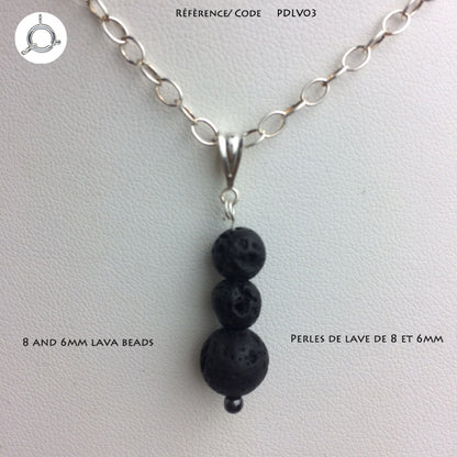 Pierre de lave, pendentif à la fois esthétique et fonctionnel utilisé pour la diffusion d’huiles essentielles grâce aux propriétés naturelles de la lave !