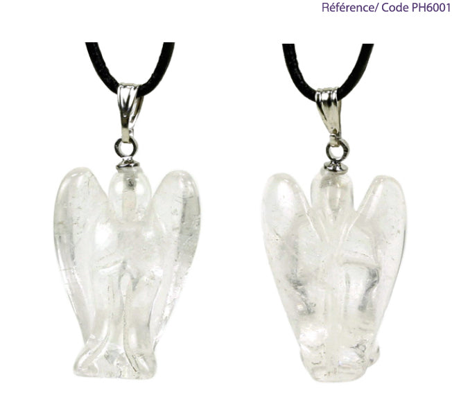 Natural stone angel pendant, 30 millimeters x 25 x 10 millimeters. Choose the stone that suits you: amethyst, aventurine, rock crystal, carnelian, or tiger's eye. Comes with a drawstring, ready to wear or give as a gift!