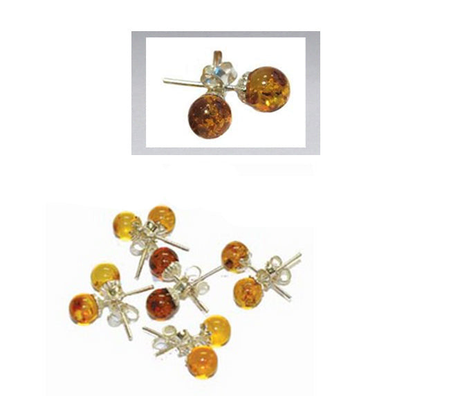 Amber studs/earrings, AA to AAA quality. 0.925 silver finish, very elegant, fine, perfect!