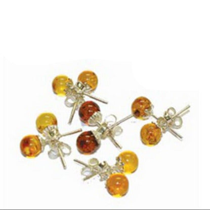 Amber studs/earrings, AA to AAA quality. 0.925 silver finish, very elegant, fine, perfect!
