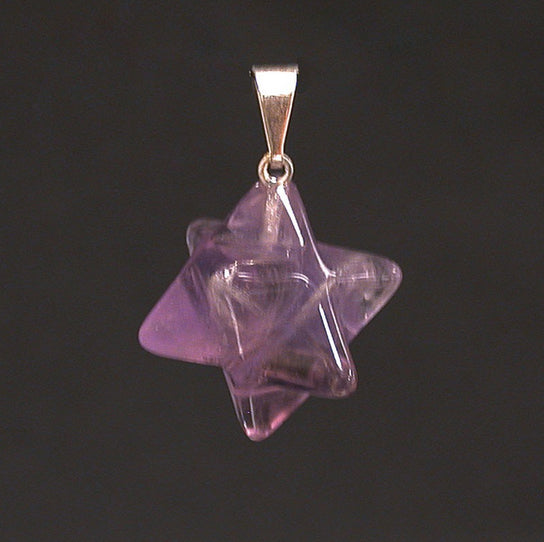 Mercabah/ Merkabah (étoile à 8 branche sur Argent, 15 x 15 millimètres. Pierres au choix : Améthyste, Oeil de tigre, Cristal de roche. Vendu avec un cordon réglable noir !