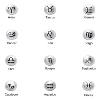 Sélection de perles avec gravures des signes astrologique en acier inoxydable de 'haute qualité' pour la création de bracelets, colliers, Mala... De 8x10 millimètres - Modèles au choix vendu par 5 pièces !