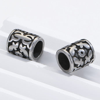 Sélection de perles avec gravures et formes diverses en acier inoxydable de 'haute qualité' pour la création de bracelets, colliers, Mala... De 8 à 20 millimètres - 23 Modèles au choix vendu à l'unité ou par 5 pièces !