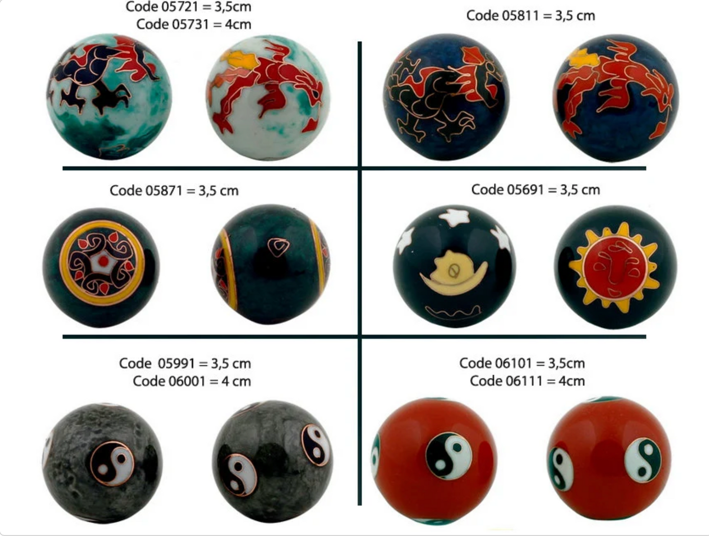 Boules Chinoise ou Boules de santé 'sonore', 6 modèles/ 2 Tailles au choix. Livrées dans un coffret luxueux rouge, bleu ou vert !