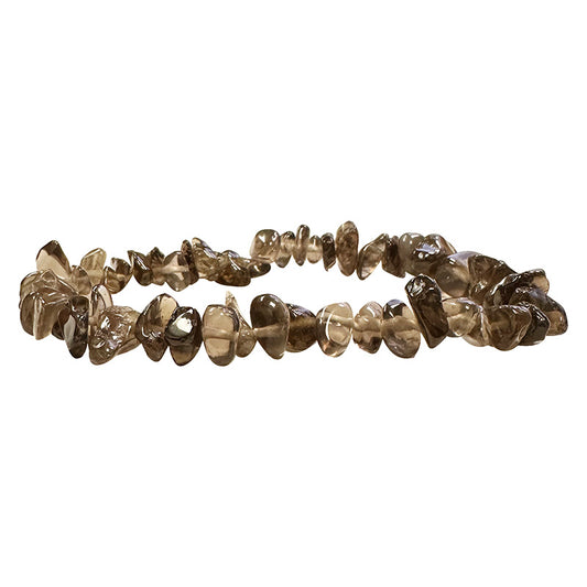 Cristal de roche fumé/ Quartz fumé, en bracelet de 17 à 21 centimètres, en collier de 42 centimètres ou sautoir de 85 centimètres. Perle de type 'baroque/ chips' de 4 à 9 millimètres !