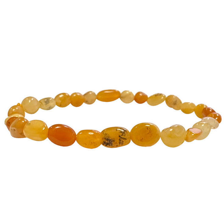 Calcite Orange, bracelet de 17 à 21cm, collier de 42cm et sautoir de 60cm. Perles de type 'Graine' de formes naturelles montées sur fil de haute résistance !
