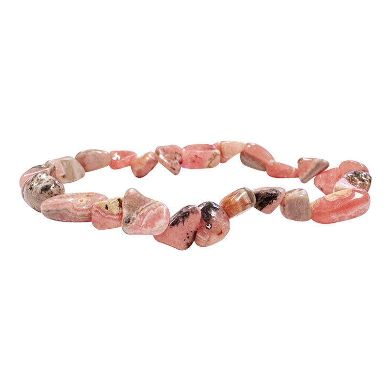 Rhodochrosite, bracelet de 17 à 21cm, collier de 42cm et sautoir de 60cm. Perles de type 'Graine' de formes naturelles montées sur fil de haute résistance !