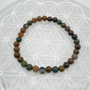 Jaspe Polychrome/ Océan - Perles rondes de 6 ou 8 mm. Vendu en fil de perle 38/39 cm, en bracelet de 17 à 21cm, en collier de 45 ou sautoir de 60cm. Qualité AA à AAA !