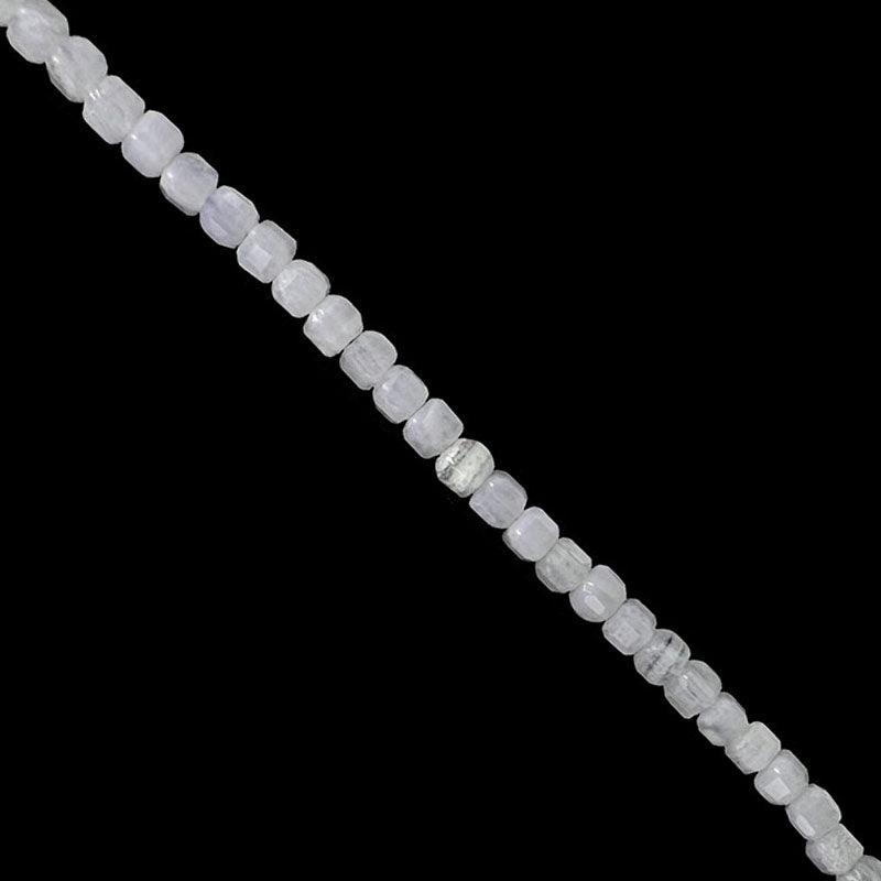 Blue lace agate! 2 millimeter square beads. Sold in 40 cm strands, 17 to 21 cm bracelets, or 45 cm necklaces. AA to AAA quality!
