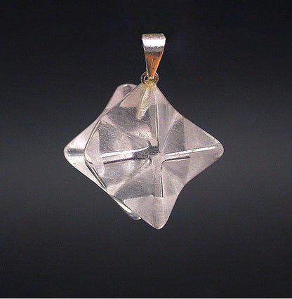 Mercabah/ Merkabah (étoile à 8 branche sur Argent, 15 x 15 millimètres. Pierres au choix : Améthyste, Oeil de tigre, Cristal de roche. Vendu avec un cordon réglable noir !