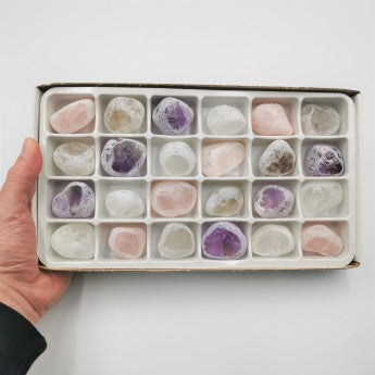 Sold by the box/flat pack of 24 pieces measuring approximately 3/4 x 3/4 cm. Perfect for lithotherapy, jewelry, collecting, or displaying!