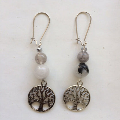 Boucles d'oreilles collection 'Arbre de vie', concept Gem & Zen, qualité AA à AAA, montées par "Gem & Zen". Vendu en finition Argent, laiton ton Argent ou doré + options pour des choix de montures, parfait !