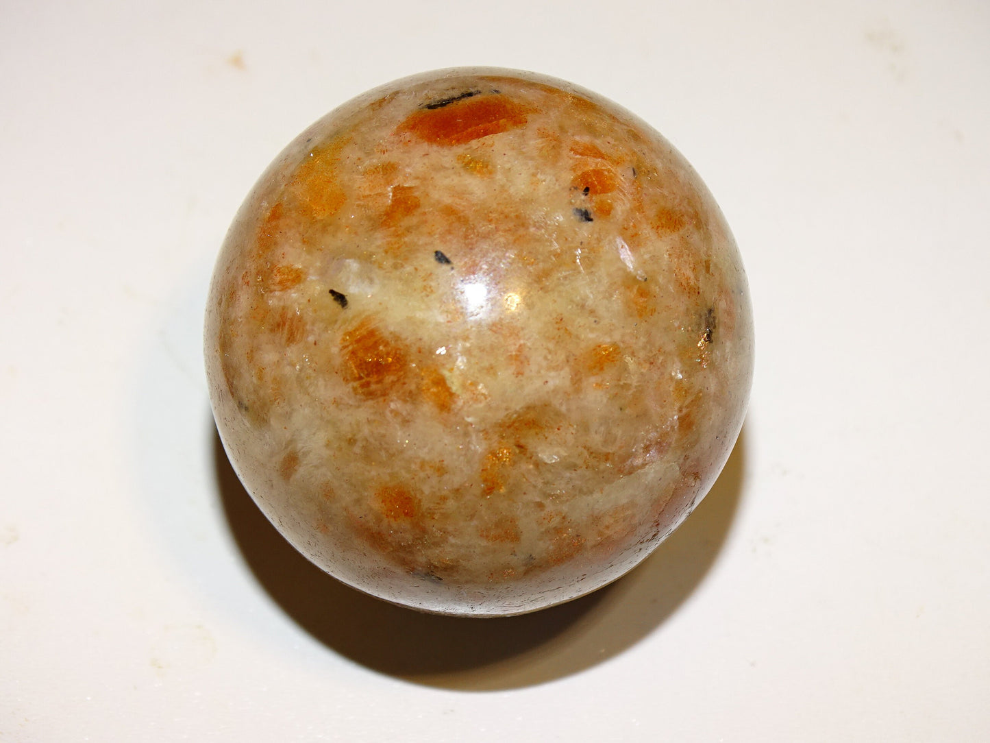 Sphère en Pierre du soleil, 2 pièces unique au choix de 43 et 56 millimètres - 113 et 240 grammes. une pierre naturellement belle ! Parfait pour la lithothérapie, collection, exposition...!