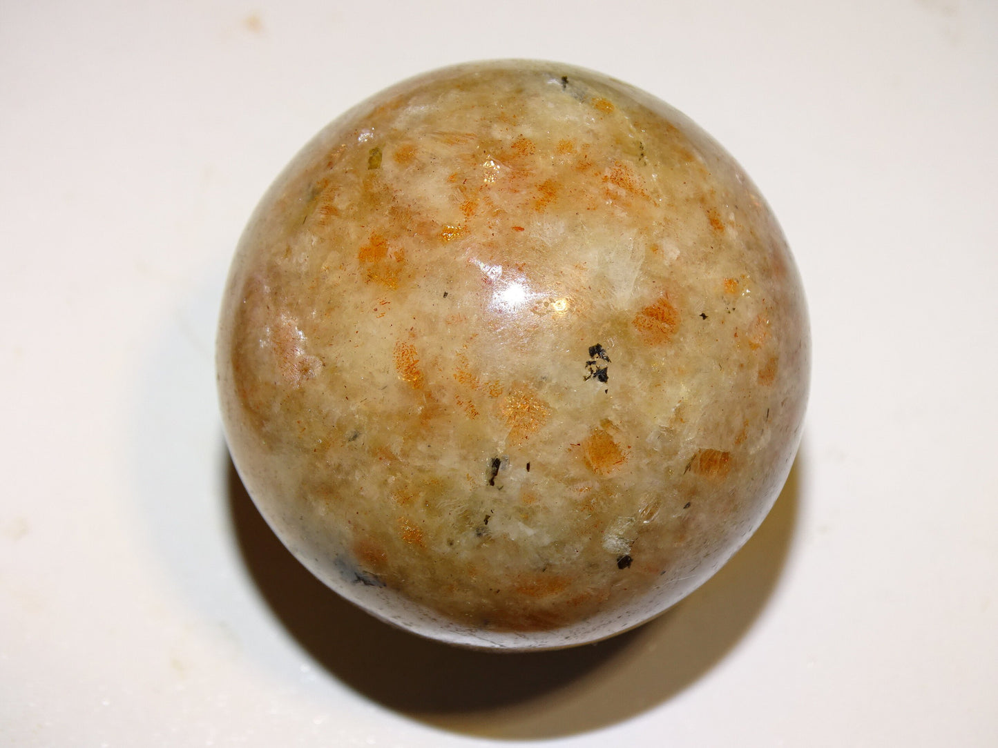 Sphère en Pierre du soleil, 2 pièces unique au choix de 43 et 56 millimètres - 113 et 240 grammes. une pierre naturellement belle ! Parfait pour la lithothérapie, collection, exposition...!