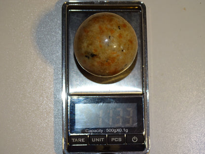 Sphère en Pierre du soleil, 2 pièces unique au choix de 43 et 56 millimètres - 113 et 240 grammes. une pierre naturellement belle ! Parfait pour la lithothérapie, collection, exposition...!