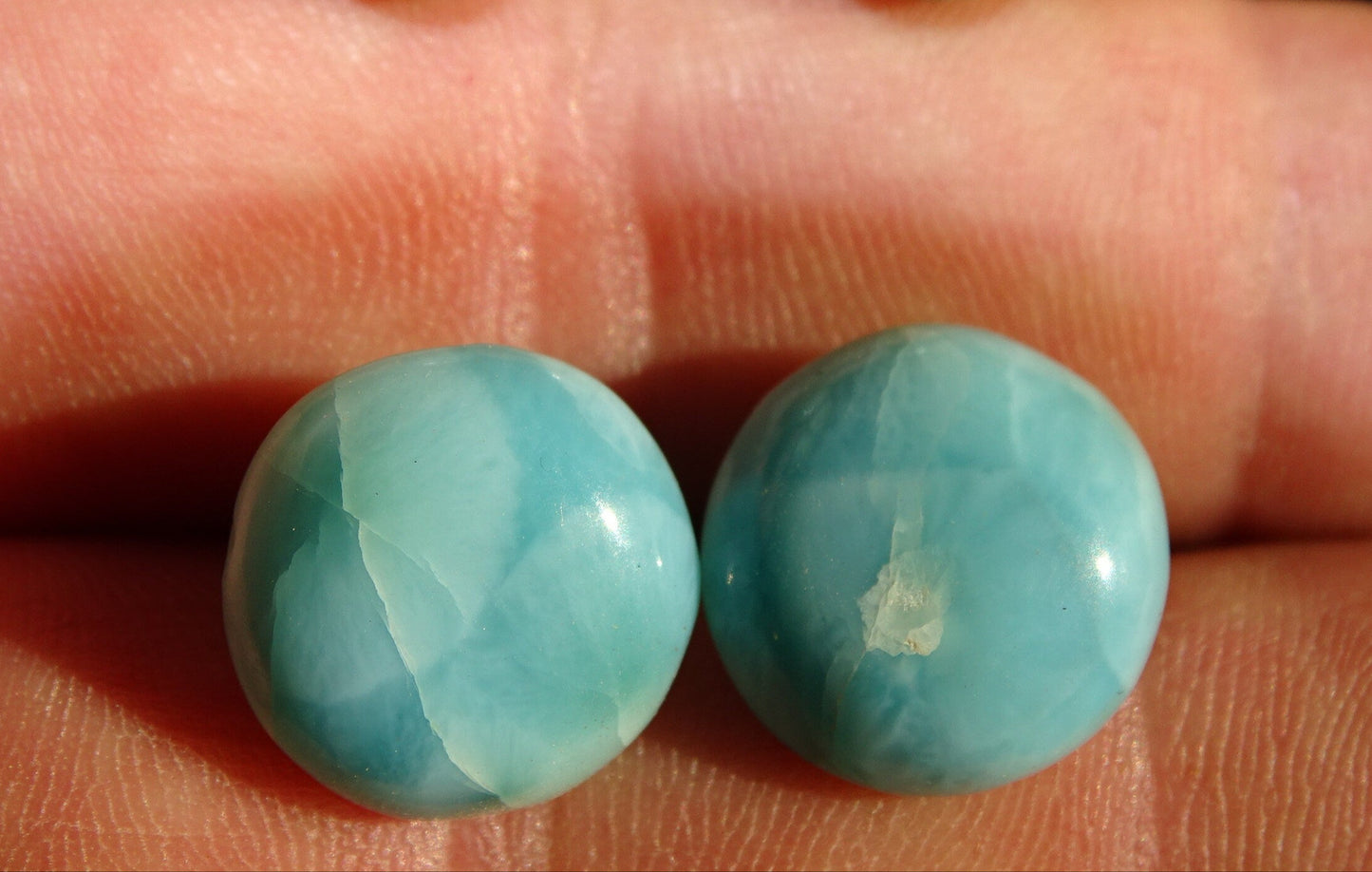 Studs/Larimar earrings from the Dominican Republic, AA to AAA quality. 0.925 silver finish, perfect!