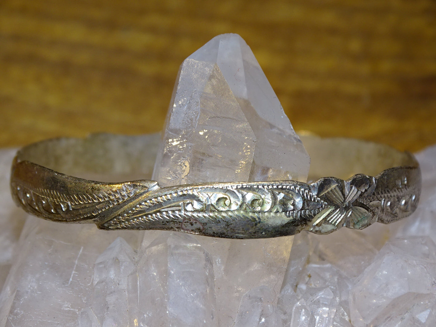 Bracelet de type 'Jonc' ou 'Manchette', fait en Argent 0.925, avec gravure et fantaisie, superbe !