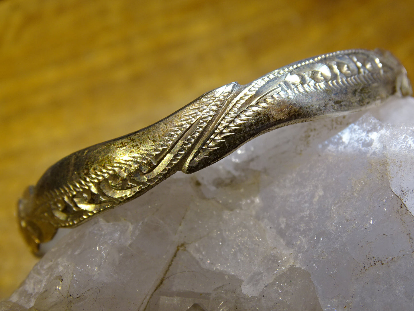 Bracelet de type 'Jonc' ou 'Manchette', fait en Argent 0.925, avec gravure et fantaisie, superbe !