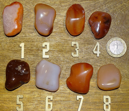 Cornaline, pierres roulées (polie), modèles au choix de 30 x 30 x 20 millimètres - de 15 à 20 grammes !