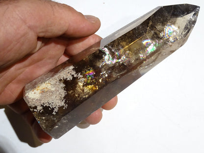 Cristal de roche fumé/ Quartz fumé, pointe laser de 160 x 50 x 44 mm - 446 grammes. Magnifique pièce pour exposition, lithothérapie, collection !