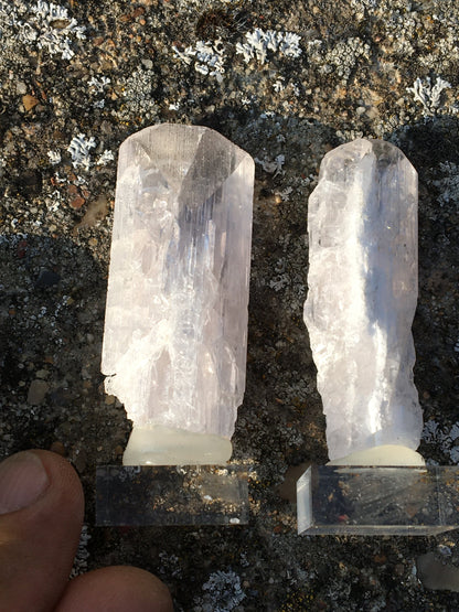 Damburite, 2 belles pièces sur socle de 50 x 25 x 10mm - 20 grammes. Parfait en collection, bijouterie, exposition...