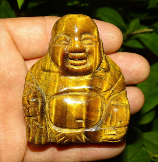 Tiger's Eye Stone Laughing Buddha, Handmade! Size 70 millimeters high x 55 x 30 - Superb little piece!
