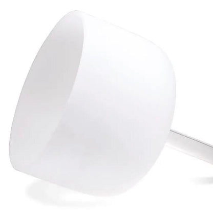 Frosted crystal singing bowl with refillable handle. 25 centimeters in diameter - 2700 grams - Notes D/D - F#/Fs - B/B - Sold with mallet and support ring! 