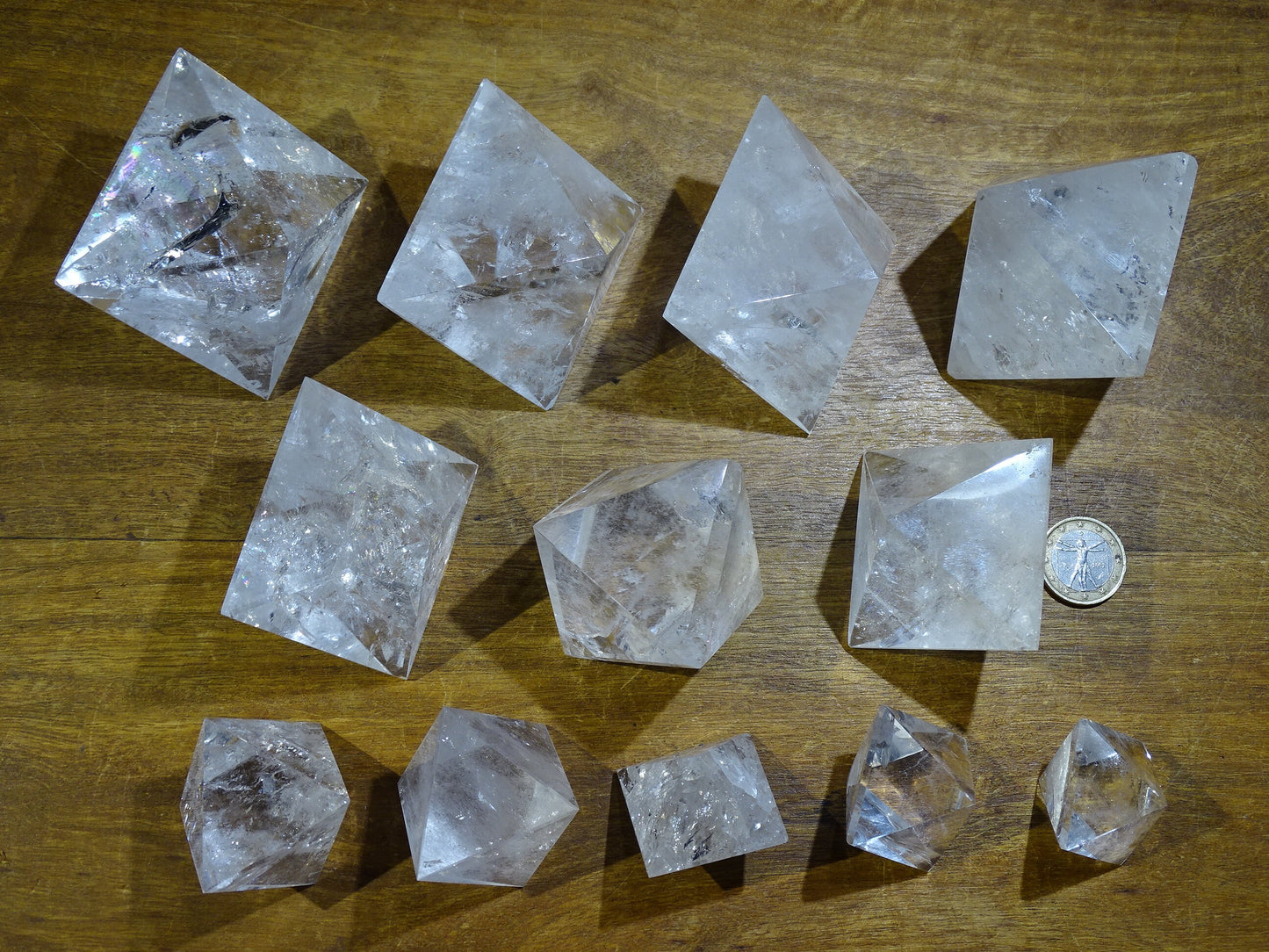 Rock crystal octahedron, one of the 5 Solids/Platonic Solids, size S to XL, sold individually. Piece dimensions: approximately 1.5 to 6 cm. Grade A to AAA! Perfect for studying sacred geometry and its applications! 