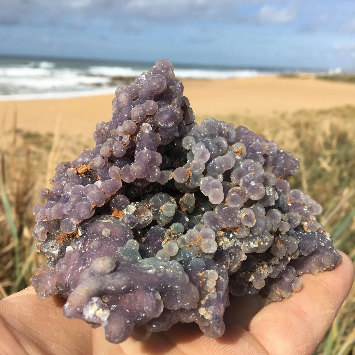 Agate botryoïde ou Agate 'raisin'. Magnifique pièce de 402 gr. - 125x100 85 mm. Parfait en collection ,exposition...