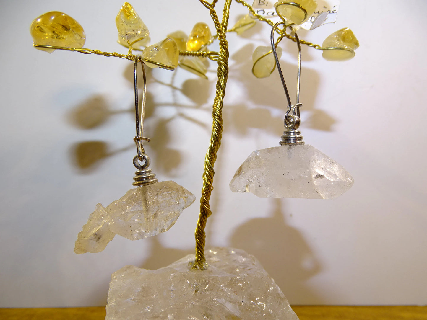 Boucles d'oreilles en cristal de roche 'Herkimer' (rare), cristaux naturels montés sur métal. Vendu en Argent ou en laiton finition argenté ou doré, qualité AA à AAA, parfait !