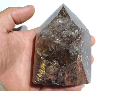 Cristal de roche fumé/ Quartz fumé, pointe laser de 105 x 82 x 49 mm - 553 grammes. Magnifique pièce pour exposition, lithothérapie, collection !
