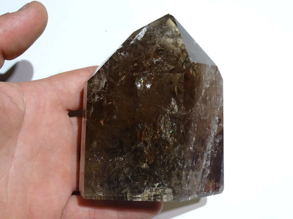 Cristal de roche fumé/ Quartz fumé, pointe laser de 105 x 82 x 49 mm - 553 grammes. Magnifique pièce pour exposition, lithothérapie, collection !