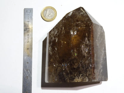 Cristal de roche fumé/ Quartz fumé, pointe laser de 105 x 82 x 49 mm - 553 grammes. Magnifique pièce pour exposition, lithothérapie, collection !