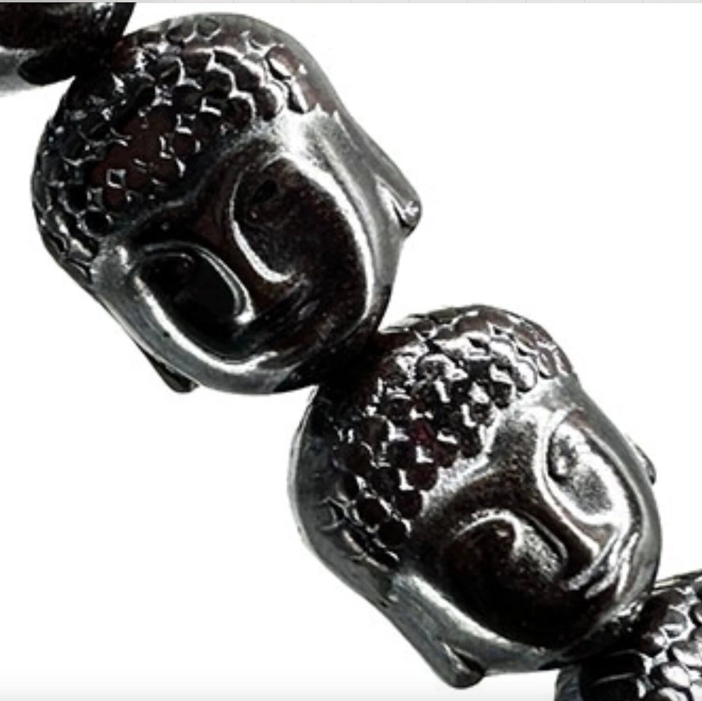 Fil de perles 'tête de Bouddha' en pierre d'hématite, pour création de bracelets, colliers, Mala... De 40 centimètres x 8 millimètres... Très bonne qualité, parfait pour adapter vos créations préférées !