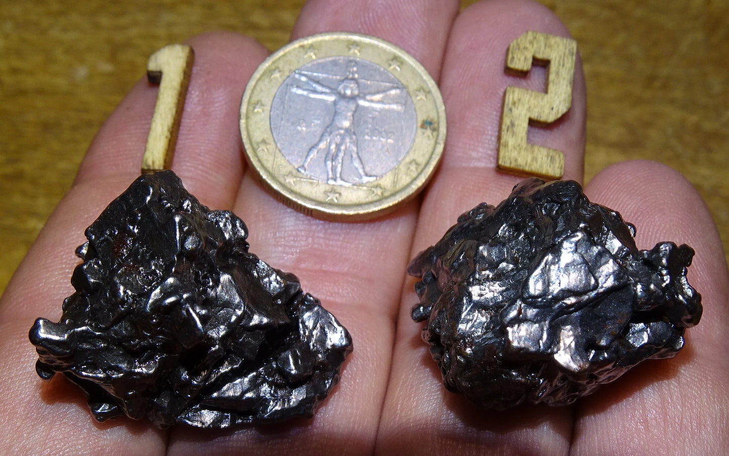 Selection of Campo Del Cielo meteorites from Argentina, 2 pieces to choose from. Very high quality as they are whole and compact. A true gem from space!