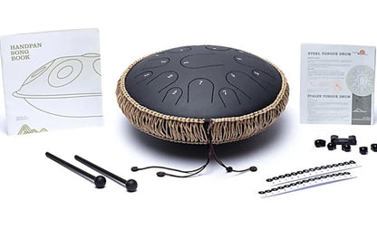Handpan/ tambour percussion à   15 notes en Fcis/ Fa# mineur gamme éolienne , 36 cm, fabriqué en acier de haute qualité !