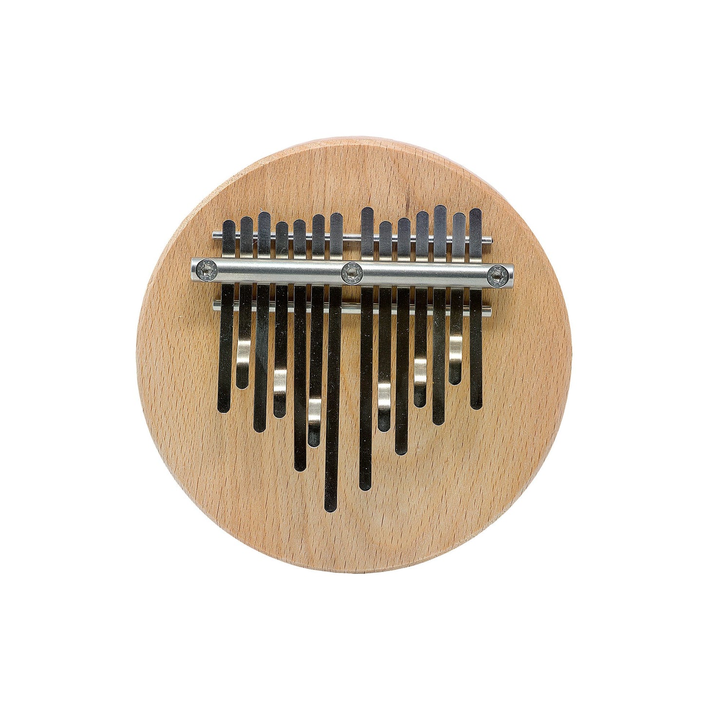 14-note Kalimba from Hands on Drum tuned*, with or without integrated magnet (for attachment to a cajon or drum). •Ø 14 centimeters, hardwood base 2 cm high. Dimensions: 14.00 × 14.00 × 5.00 cm