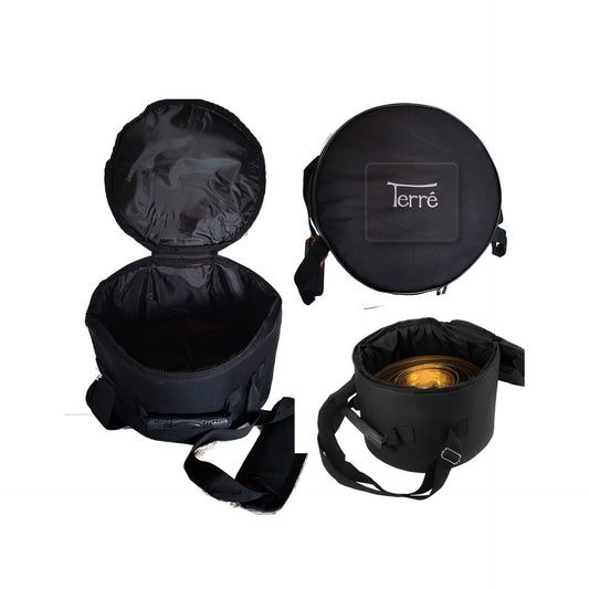 Waterproof, reinforced thickness singing bowl covers for extra protection. Available in 25, 30, and 40 cm diameters and 18, 25, and 35 cm heights. Holds multiple bowls! Perfect!