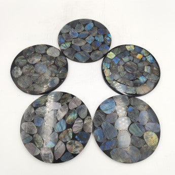 Disques/ Plateaux en labradorite de 10 à 11 cm - 170 grammes. Parfait pour recharger les minéraux, en décoration, exposition...