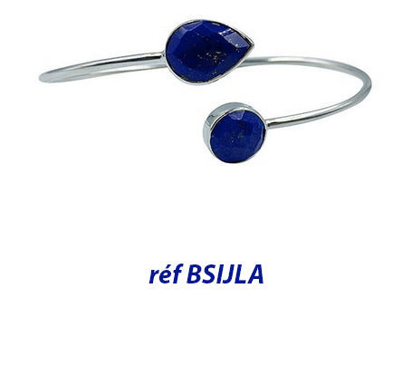 Collection de bracelets de type 'Jonc' en Argent 0.925, cabochons : Amethyste, Lapis, Labradorite, Pierre de Lune !