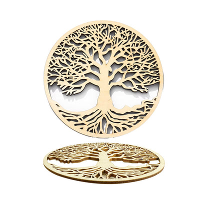 Plaque de rechargement en bois de 10 cm x 3 mm d'épaisseur, ornées du motif délicat de la fleur de vie ou de l'arbre de vie. Chaque plaque, d'une épaisseur de 3 mm, est soigneusement conçue pour allier esthétisme et fonctionnalité !