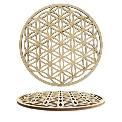 Plaque de rechargement en bois de 10 cm x 3 mm d'épaisseur, ornées du motif délicat de la fleur de vie ou de l'arbre de vie. Chaque plaque, d'une épaisseur de 3 mm, est soigneusement conçue pour allier esthétisme et fonctionnalité !