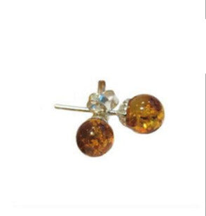 Amber studs/earrings, AA to AAA quality. 0.925 silver finish, very elegant, fine, perfect!