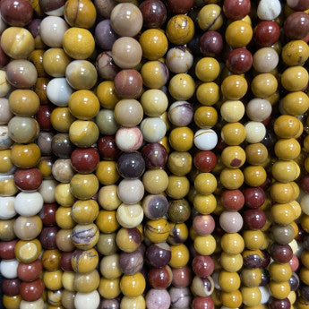 Jaspe Mookaïte, perles rondes de 6 ou 8 mm. Vendu en fil de perle 38/39 cm, en bracelet de 17 à 21cm, en collier de 45 ou sautoir de 60cm. Qualité AA à AAA !