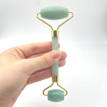 Selection of real stone massage rollers, 15cm long - 65 gr. - 11 stones to choose from: Amethyst, Aventurine, orange calcite, Carnelian, Crystal/quartz, Unakite Jasper, Jadeite, Lapis lazuli, Obsidian, Tiger's eye, Rose quartz...